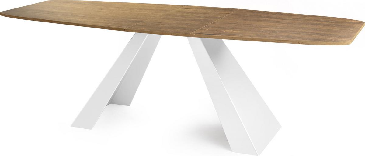 ESSTISCH Monte Weiß rechteckig ausziehbar, Lefkas Eiche 180-220/90/76 cm - Alteiche/Weiß, Holzwerkstoff/Metall (90/218/76cm) - WFL GROUP
