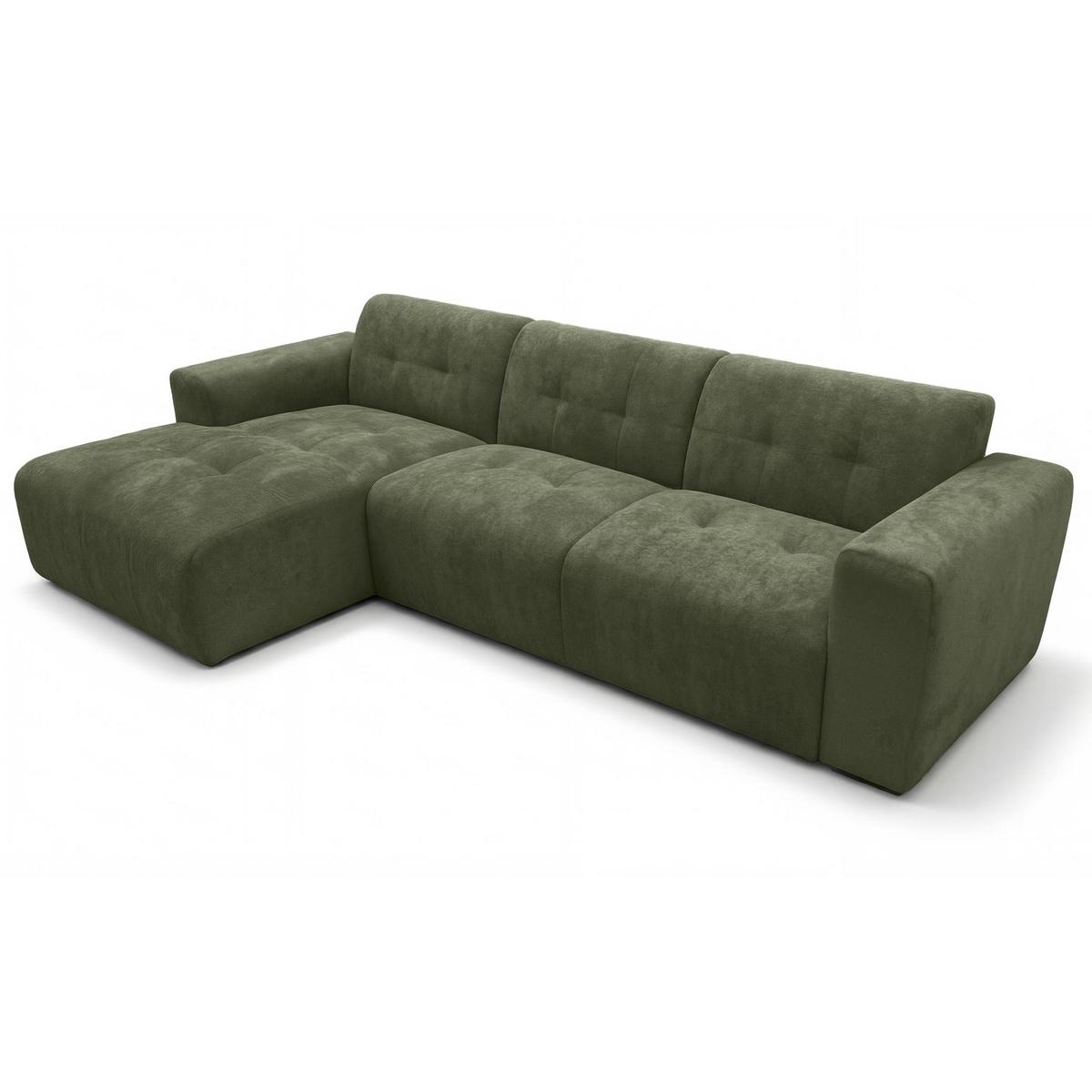 ECKSOFA L Form Corlu Grün 310/165/78 cm – stilvolle kleine Eckcouch Links - Schwarz/Grün, Kunststoff/Textil (310/165cm) - AX Living