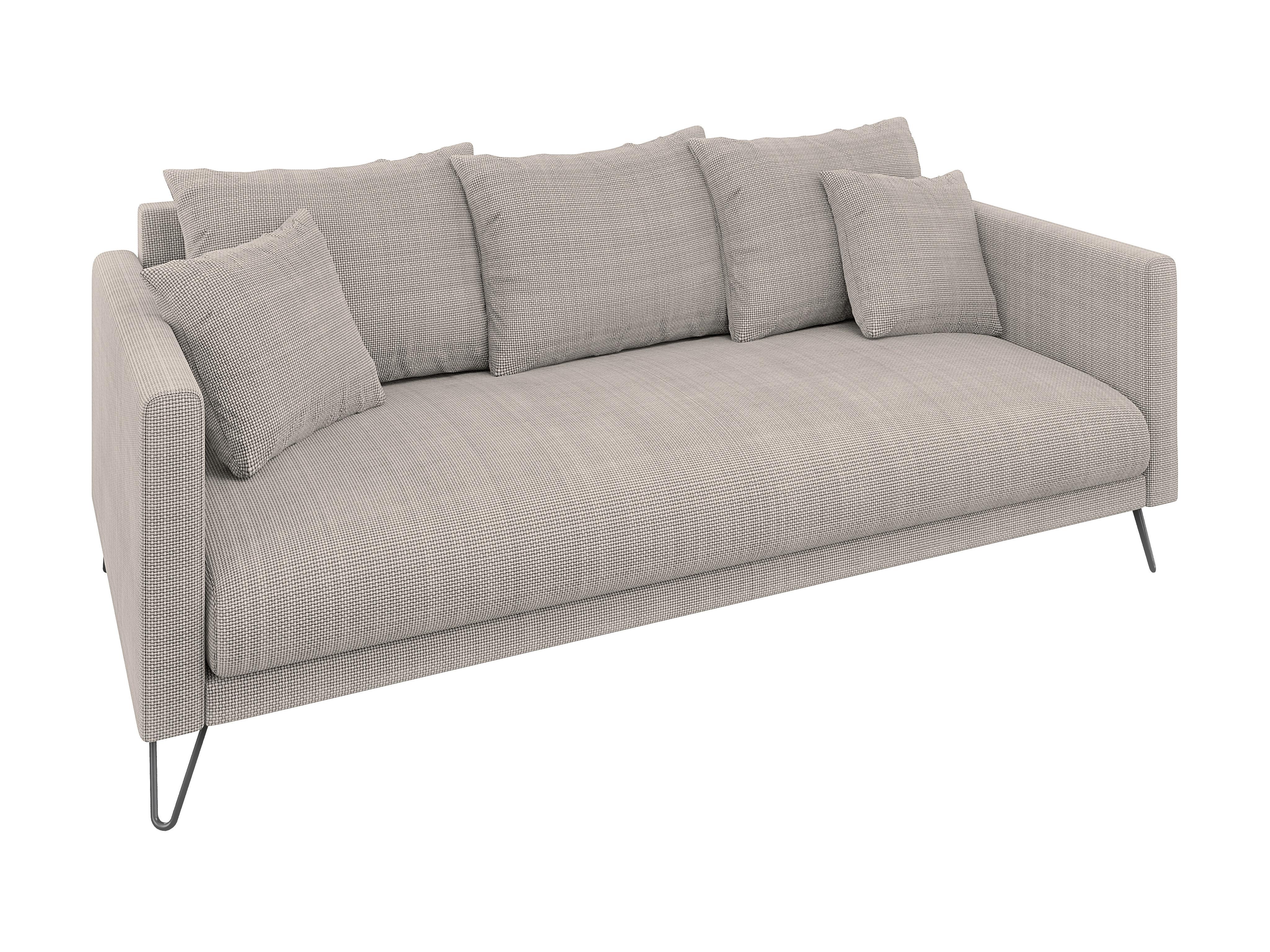 3-SITZER-SOFA Harmony Taupe Chenille - Taupe/Schwarz, Textil/Metall (200/85/100cm) - S-Style Möbel