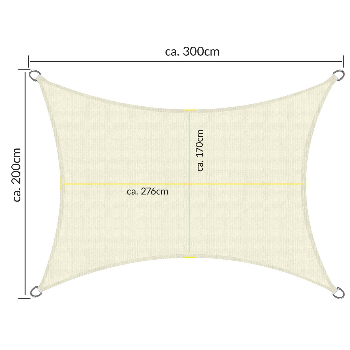 SONNENSEGEL SolVision HS9 200/300 cm rechteckig Creme HDPE - Creme, Kunststoff (300/200cm) - Sol Royal