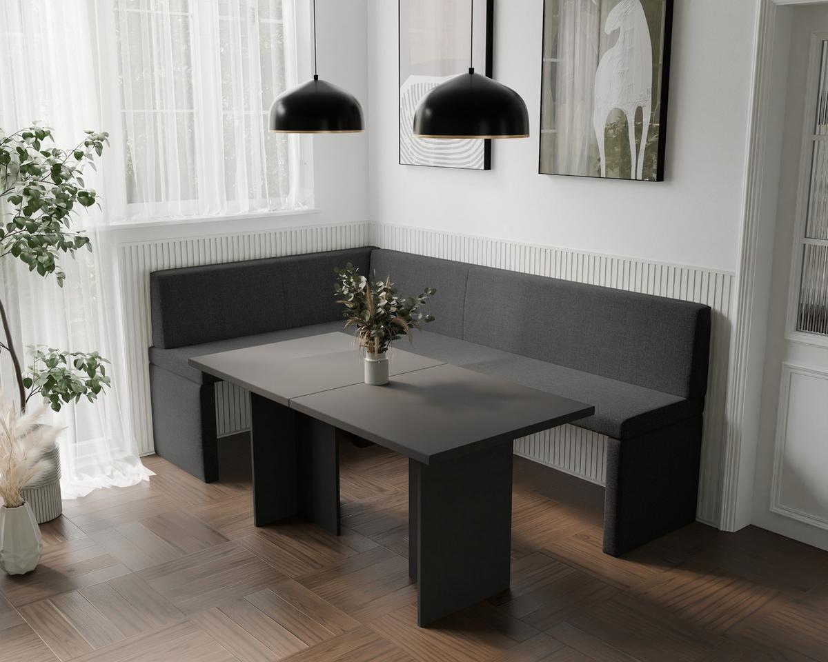 ECKBANK links OWEN Webstoff, 128/168 cm Anthrazit - Anthrazit, Holz/Textil (128/168cm) - Idohome