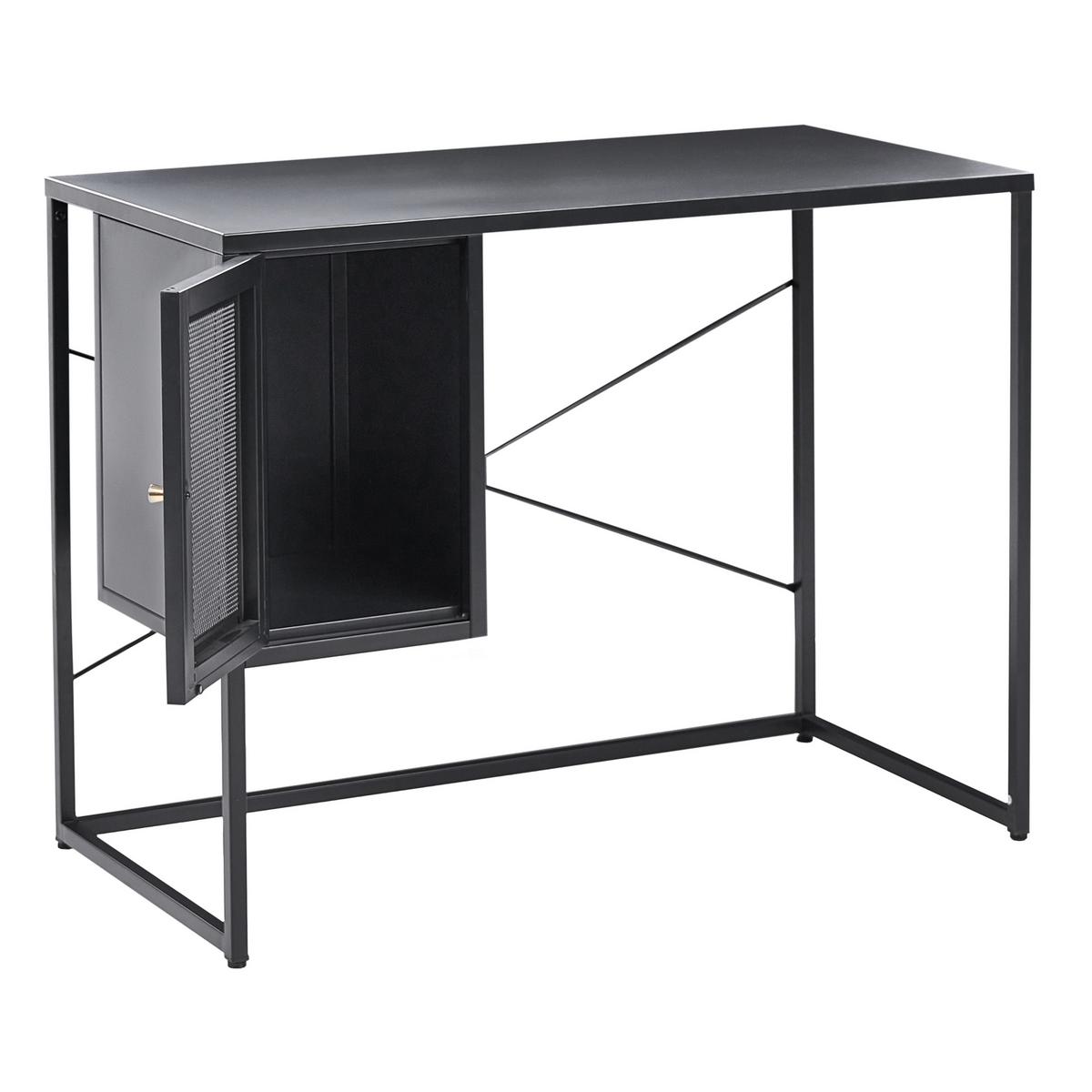 SCHREIBTISCH Schwarz 100/50 cm mit Stauraum Harjo - Schwarz, Metall (50/100/76cm) - Beliani