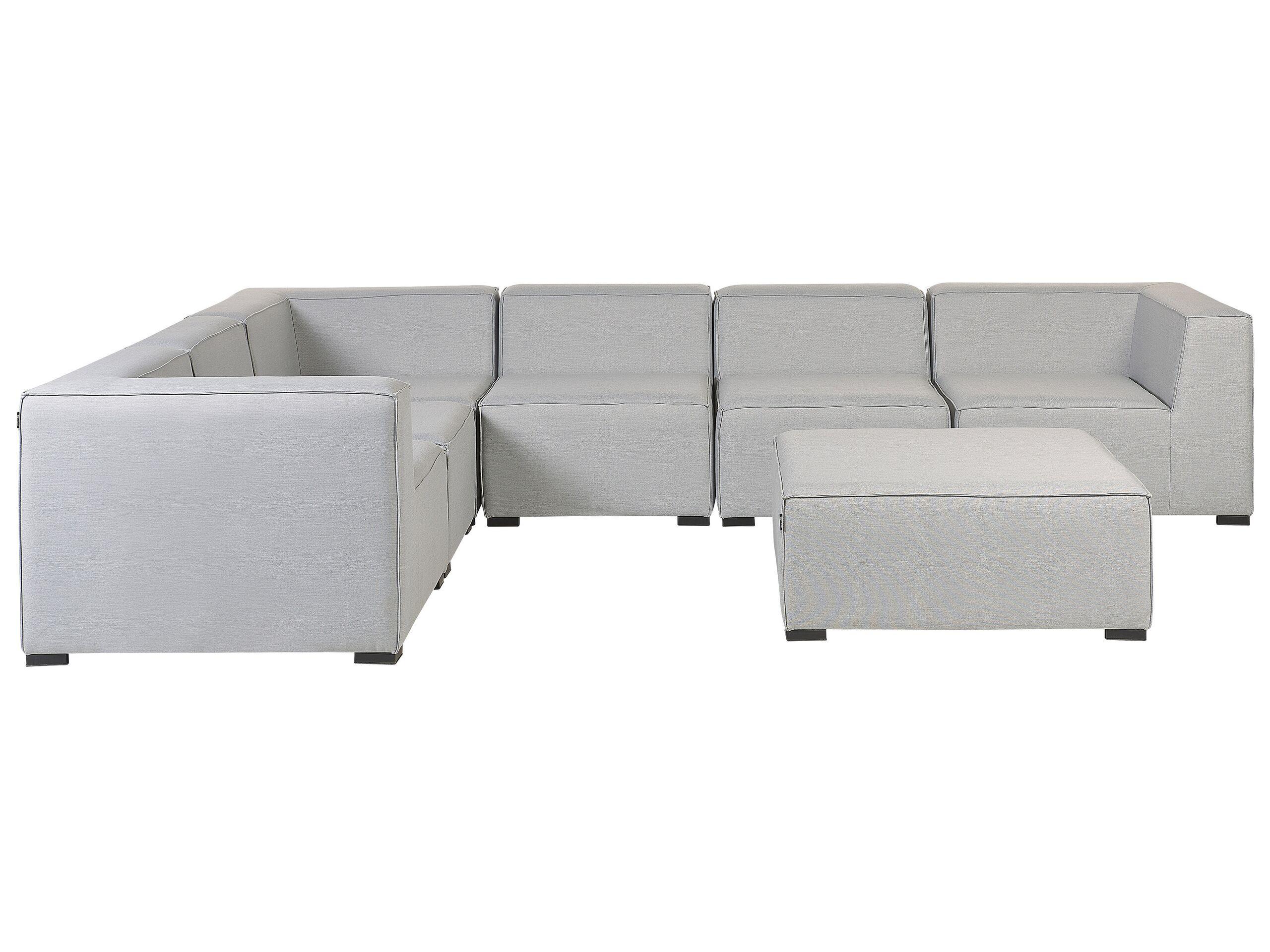 LOUNGE SET 7-Sitzer hellgrau linksseitig modular Arezzo - Hellgrau, Textil - Beliani