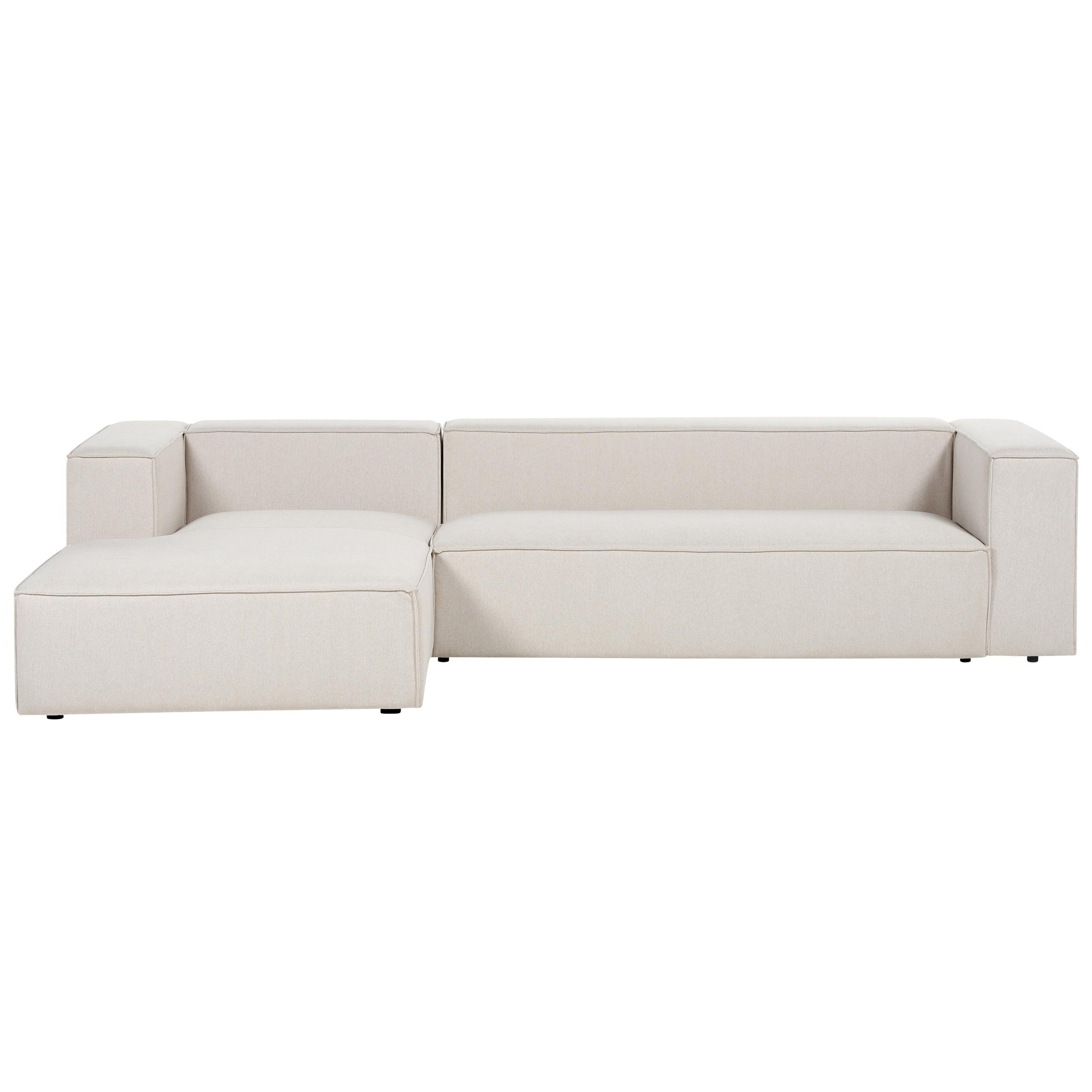 3-SITZER-ECKSOFA hellbeige linksseitig Vernon - Beige, Textil (330/178cm) - Beliani