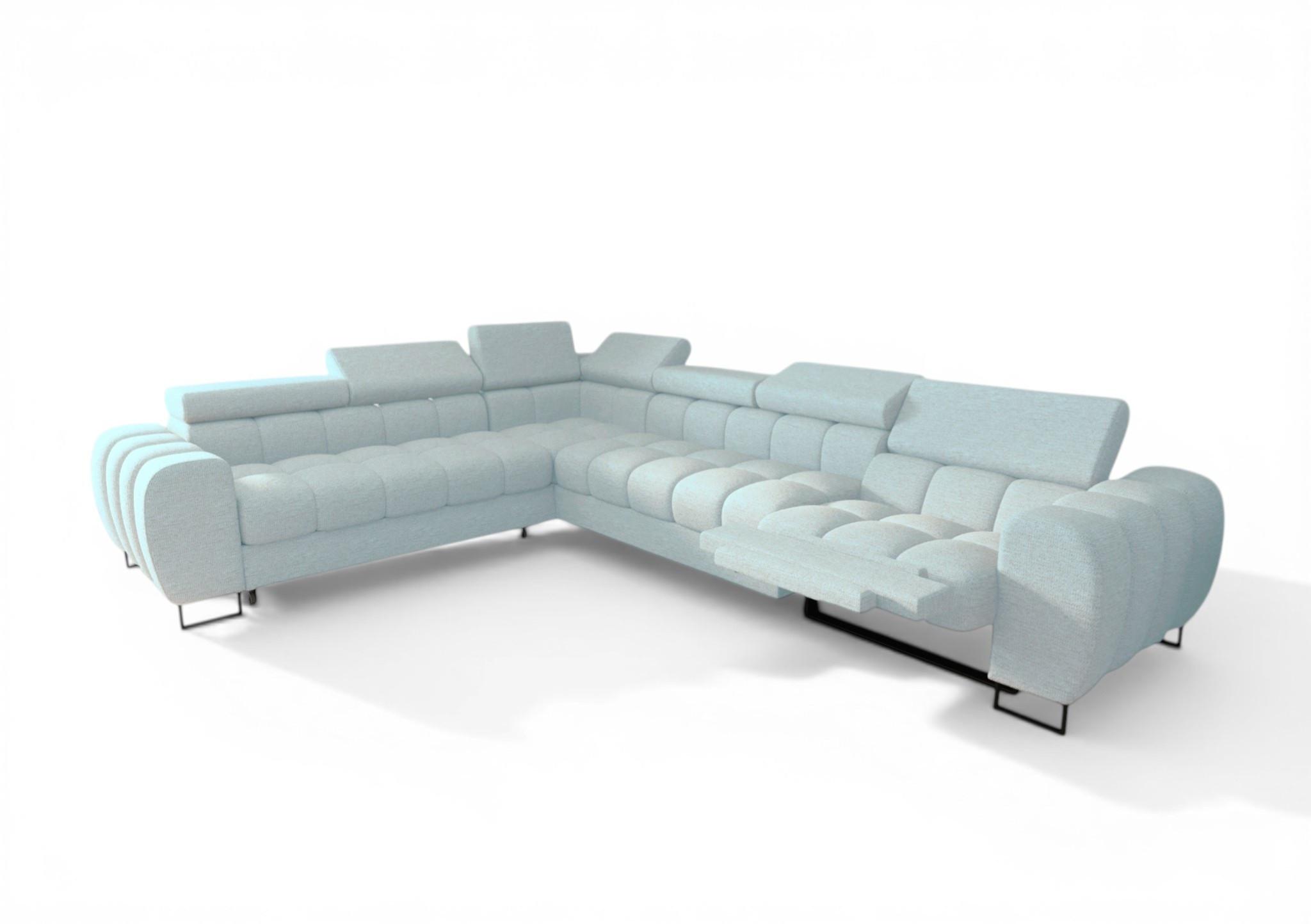ECKSOFA Bastien Relax - Hellblau, Holzwerkstoff/Textil (260/330cm) - Fun Möbel