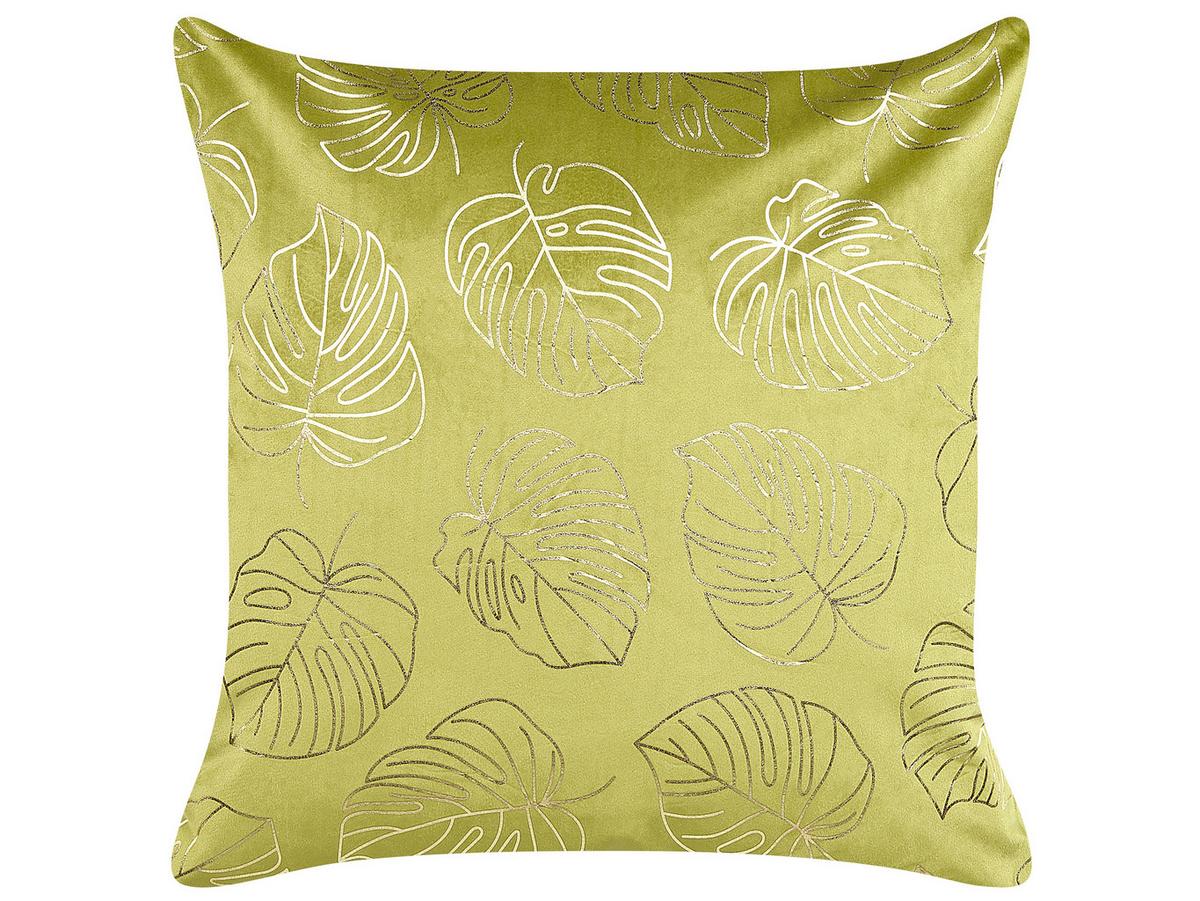 DEKOKISSEN 2er-Set Hellgrün 45/45 cm Monstera - Hellgrün, Textil (45/45cm) - Beliani