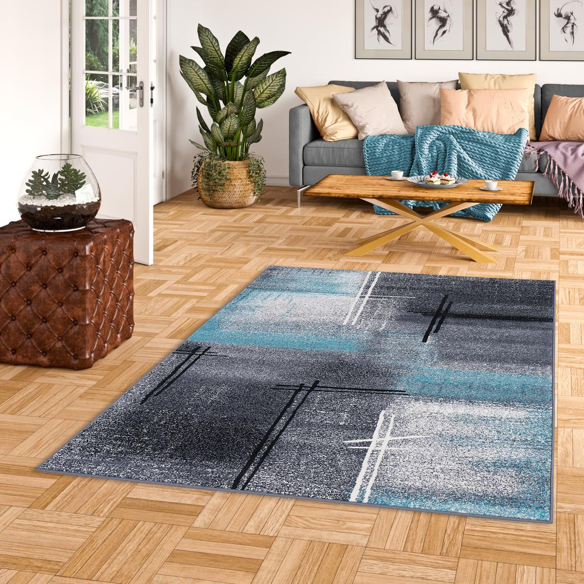 DESIGNER TEPPICH BRILLIANT VERLAUF - Blau, Textil (80/150cm) - Pergamon