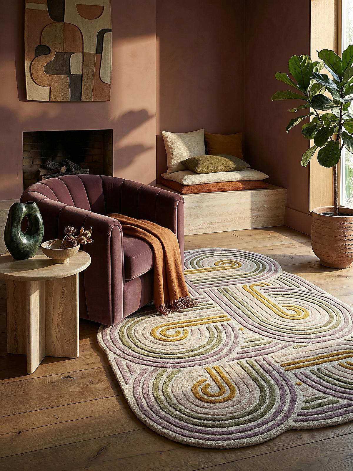 WOLLTEPPICH SOAR, abstrakt, Grün, 140 x 200 cm - Beige, Textil (200/140cm) - KADIMA DESIGN