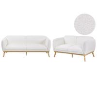SOFA-SET 5-Sitzer Bouclé Weiß Ljung - Hellbraun/Weiß, Textil (210/82/82cm) - Beliani