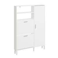 SCHUHSCHRANK mit klappbaren Fächern und Türfach FSR230 - Weiß, Holzwerkstoff (83/117.5/14cm) - SoBuy