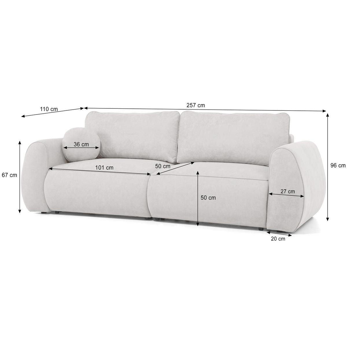 3-SITZER Schlafsofa Bravo mit Eckfunktion, mit zwei Bettkasten, Hellgrau - Hellgrau/Schwarz, Textil (257/96/110cm) - Beautysofa