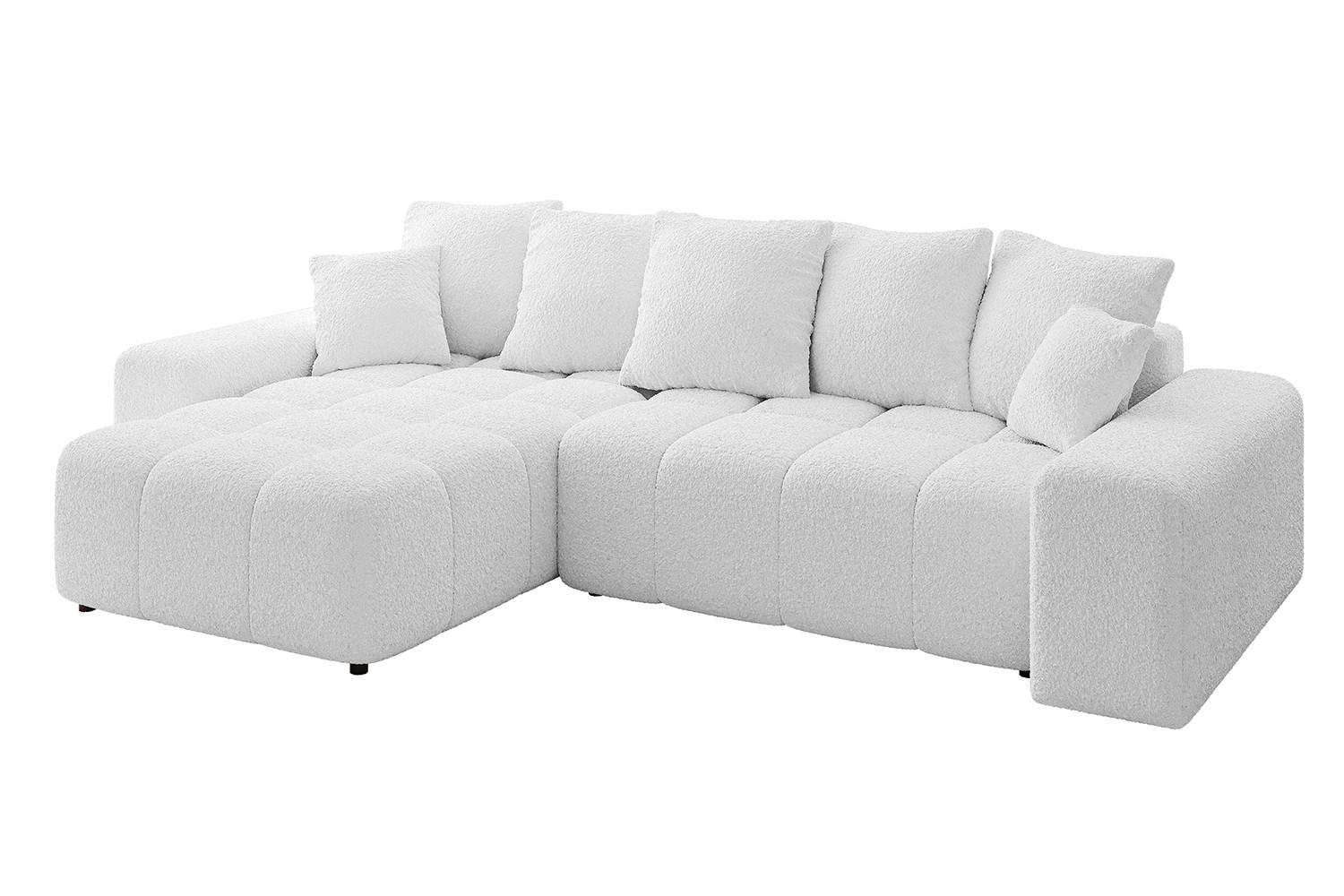ECKSOFA Ottomane links ENIL-L 297x189x68 Weiß Bouclé - Weiß, Holzwerkstoff/Kunststoff (297/189cm) - ALTDECOR