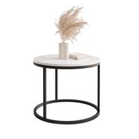 COUCHTISCH 50 cm rund Weiß Hochglanz, Schwarz Gestell - Weiß Hochglanz, Holzwerkstoff (50/50/42cm) - Idohome