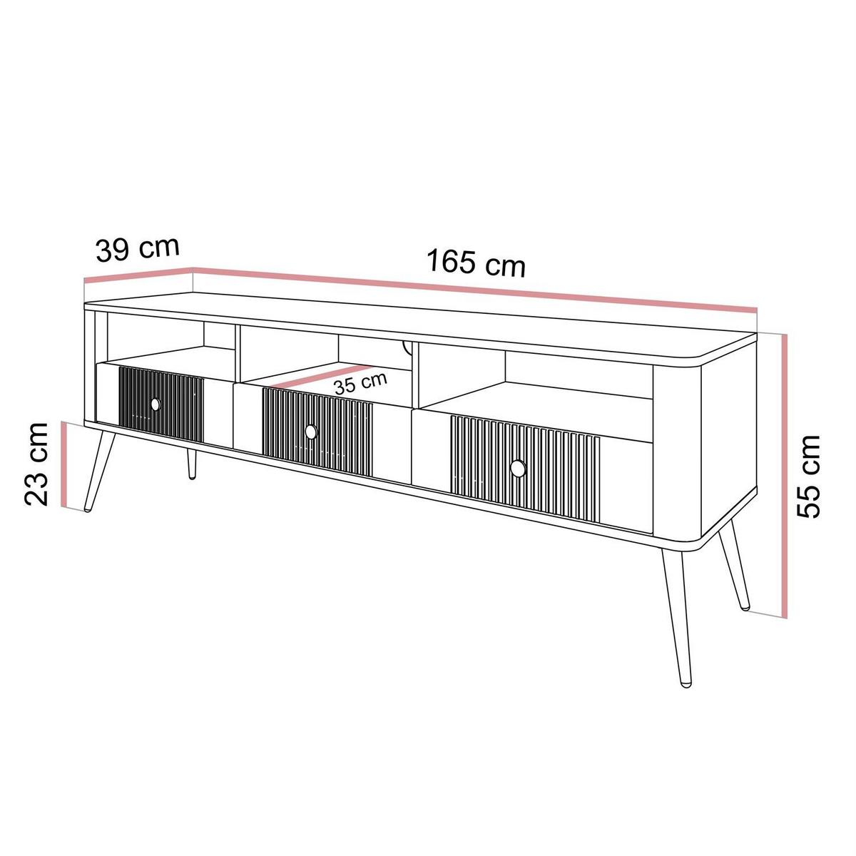 TV-LOWBOARD ELYSIA KASCHMIR mit Schubladen - Kaschmir, Holzwerkstoff (165/55/39cm) - Lookway