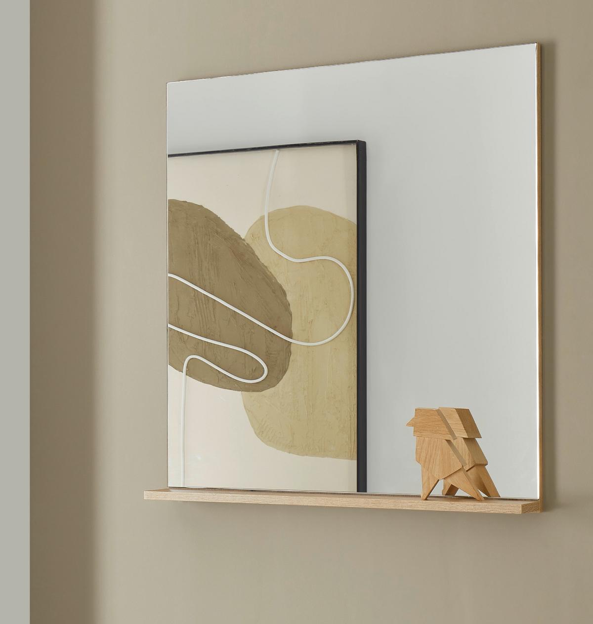 GARDEROBENSPIEGEL Evoke Eiche 75 cm, Wandspiegel mit Ablage - Eichefarben, Glas/Holzwerkstoff (75/80/10cm) - Furn.Design