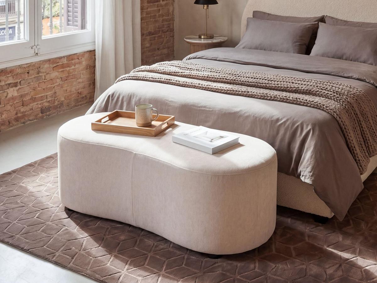 OTTOMANE Stoff Hellbeige Amal - Beige, Textil (120/41/54cm) - Beliani