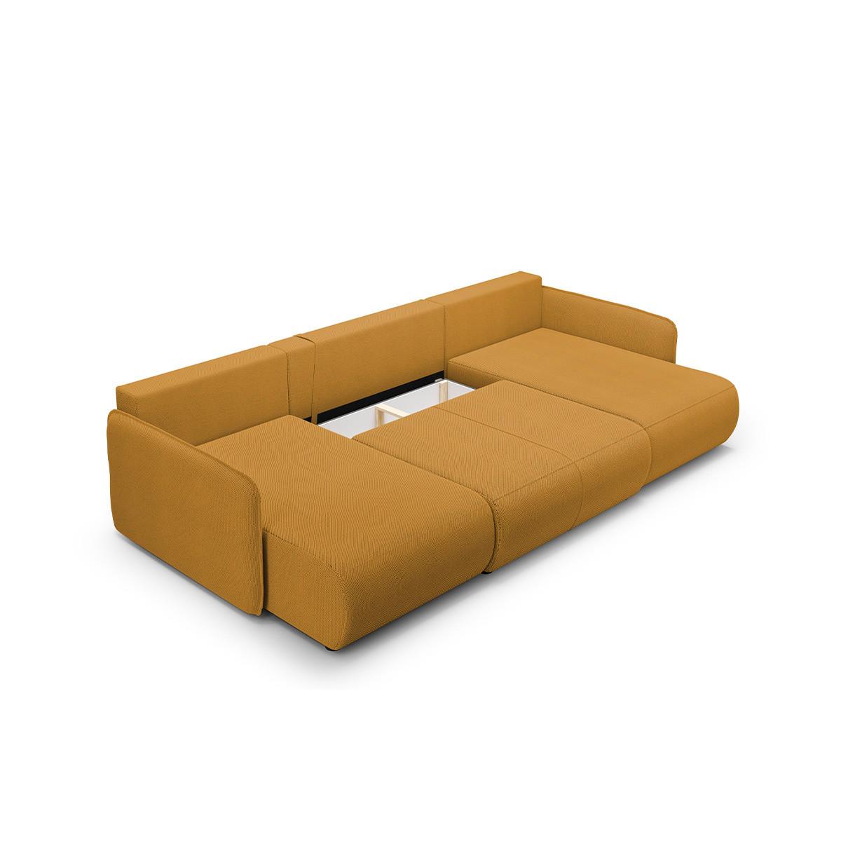 PANORAMASOFA Claudio 5 Sitzplätze Senfgelb - Gelb, Holz (290/86/148cm) - Petits-meubles