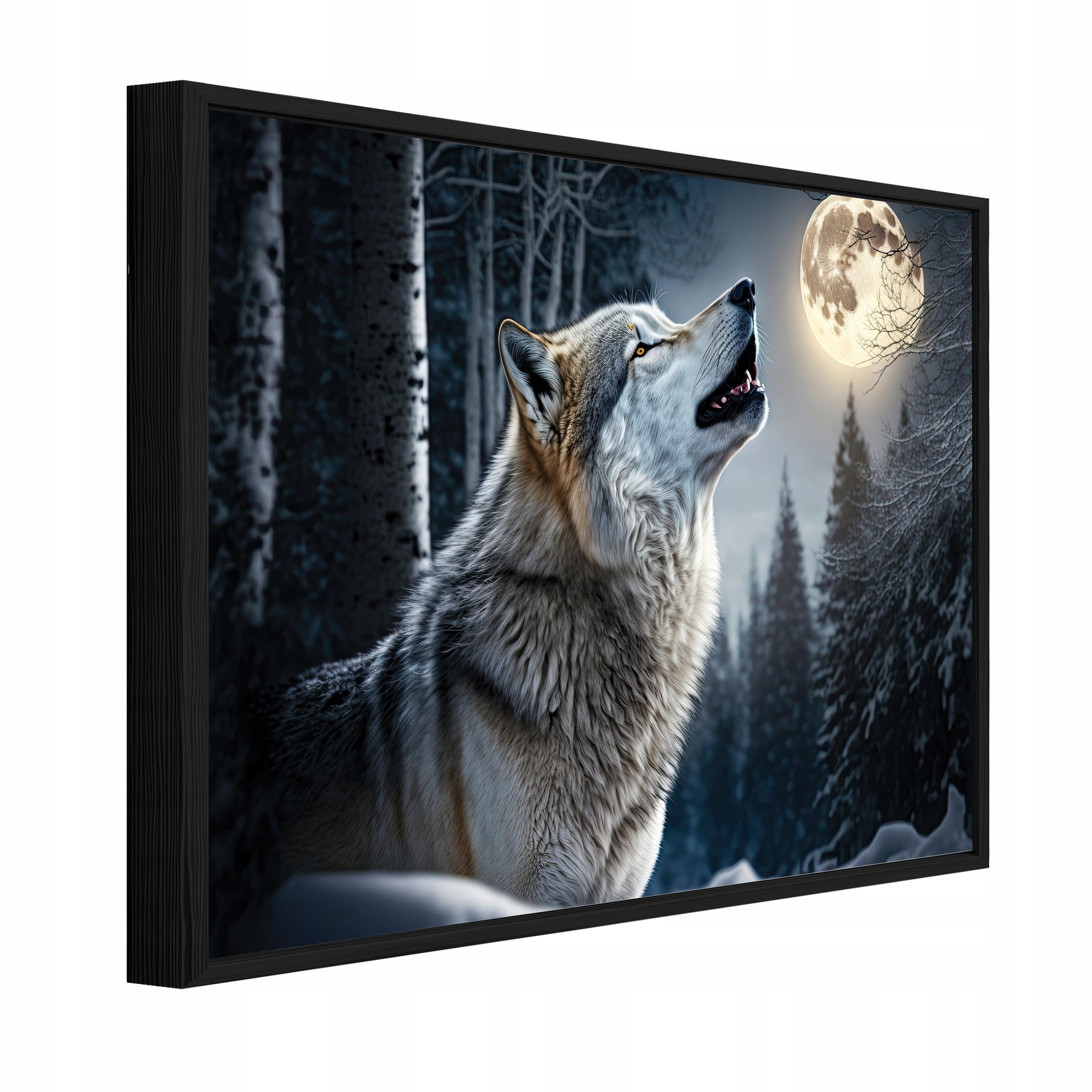 BILDER mit Rahmen Wolf Wald Schwarz 120x80 cm - Multicolor, Holzwerkstoff (120/80cm) - Wallarena