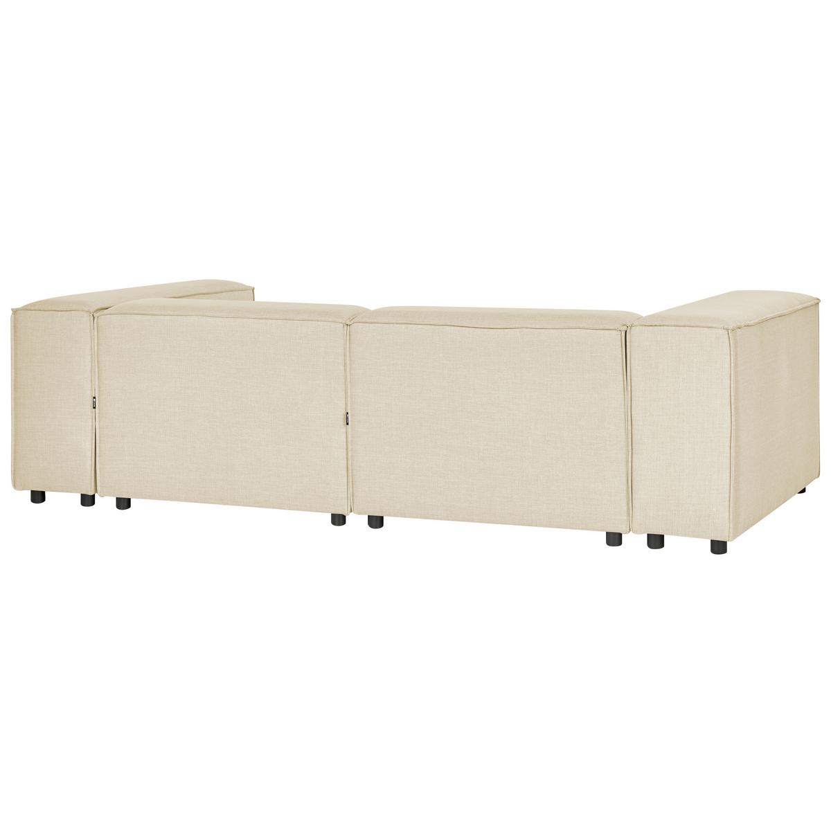 2-SITZER-ECKSOFA Leinen beige linksseitig Aprica - Beige/Schwarz, Textil (238/180cm) - Beliani