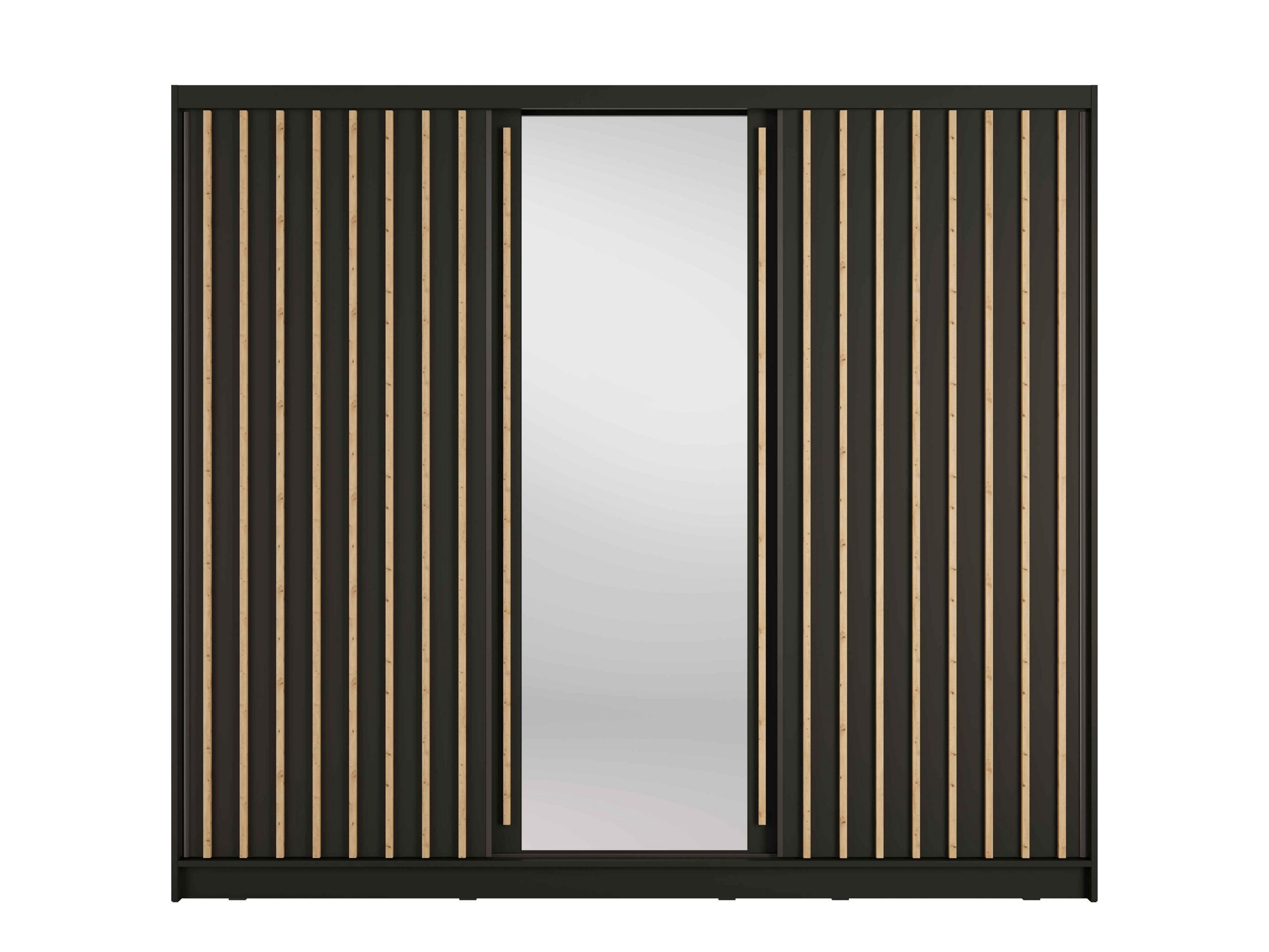 SCHWEBETÜRENSCHRANK VEYDAR 248/215/62cm 3-türig mit Spiegel Grau - Grau, Holzwerkstoff (248/215/62cm) - MASSENO