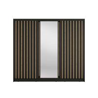 SCHWEBETÜRENSCHRANK VEYDAR 248/215/62cm 3-türig mit Spiegel Grau - Grau, Holzwerkstoff (248/215/62cm) - MASSENO