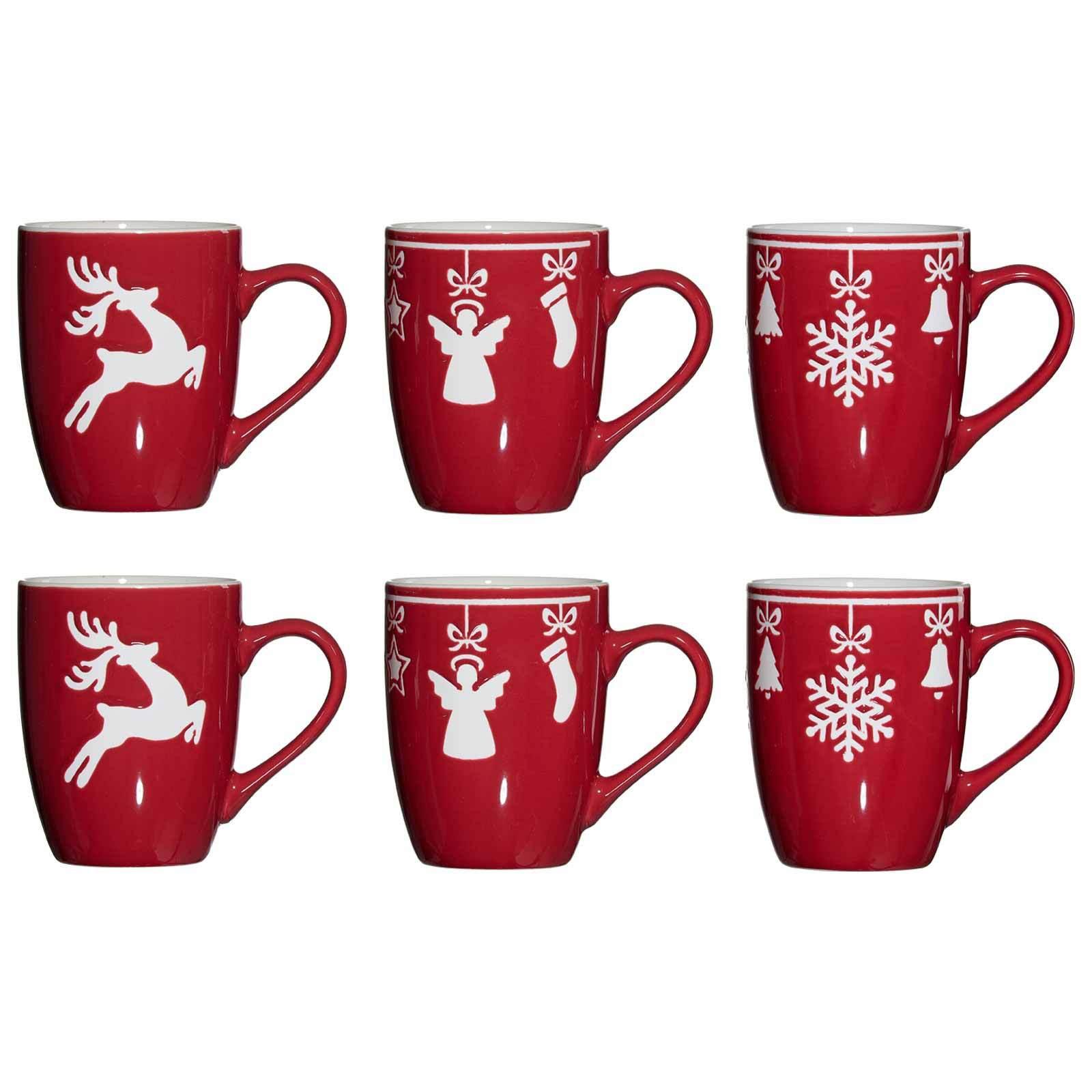 KAFFEEBECHER Navidad rot 360 ml 6er Set - Rot, Keramik (0.36L) - Ritzenhoff Breker