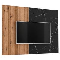 WANDPANEEL schwarz, Vicking Eiche 160 x 118 cm, TV Rückwandverkleidung mit schwarzer Mamor-Optik - Eichefarben/Schwarz, Holzwerkstoff (160/118/1.6cm) - Inn.Furn