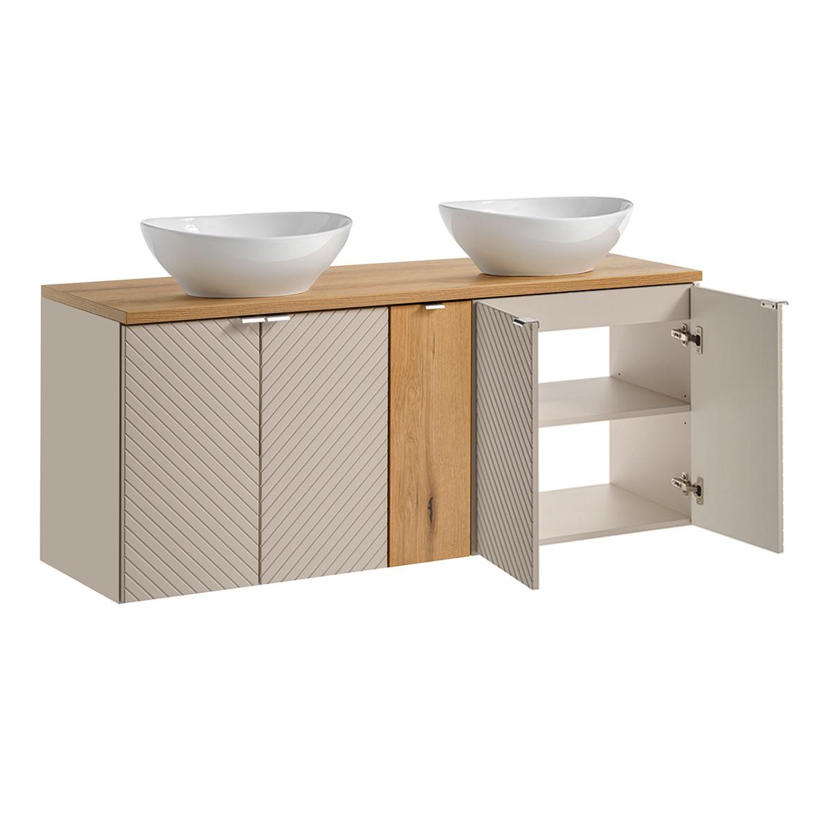 DOPPELWASCHTISCH 140cm Manoa Kaschmir - Holz - Beige, Holzwerkstoff (140/59/40cm) - Petits-meubles