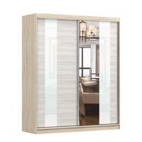 SCHWEBETÜRENSCHRANK Multi 32 Sonoma Eiche/Kathult Weiß 183 cm - Alufarben/Weiß, Glas/Holzwerkstoff (183/218/61cm) - imoebel24