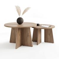 COUCHTISCH-SET BELLAGIO 75/58 cm runden, Nussbaum - Nussbaumfarben, Holzwerkstoff (75/75/47cm) - Idohome