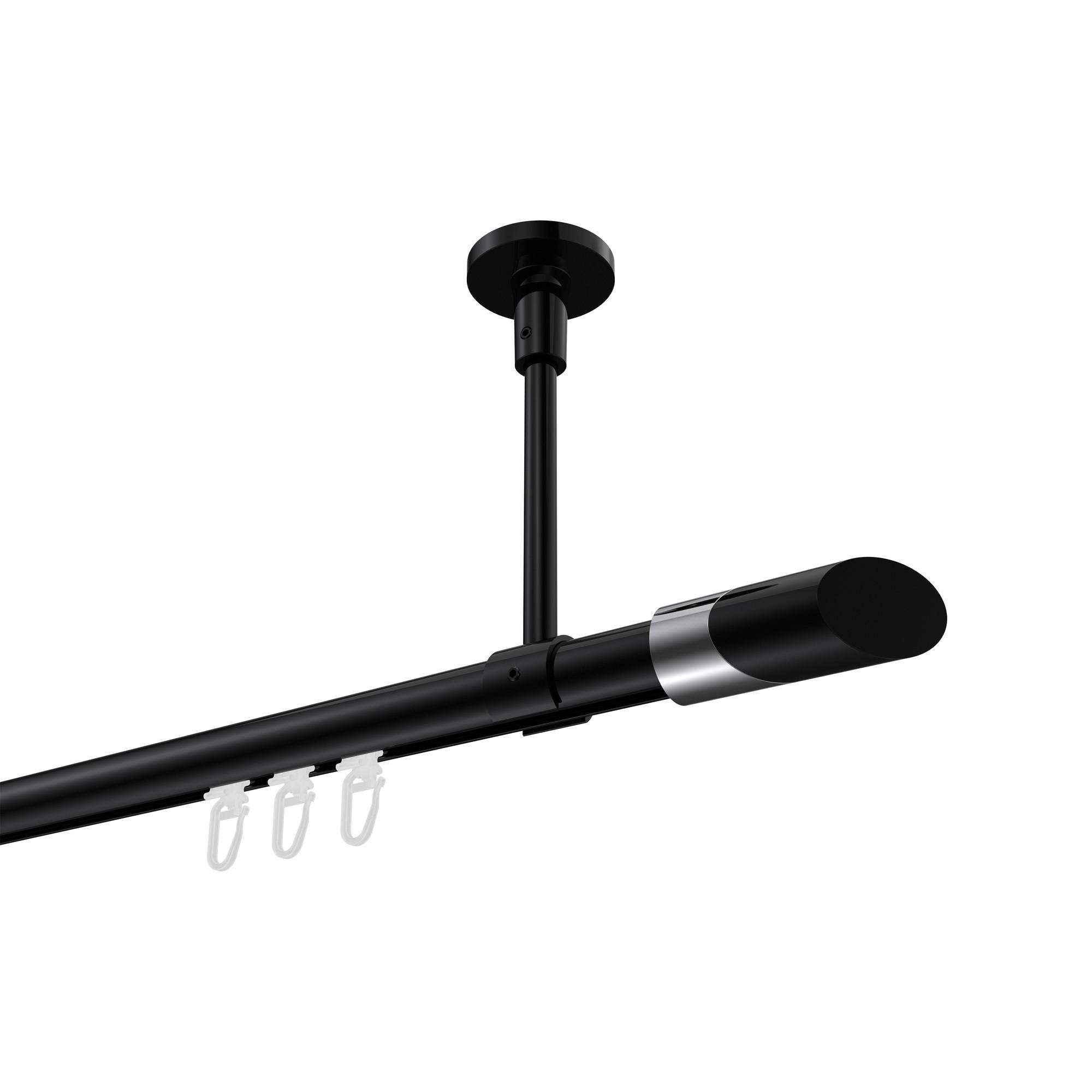 GARDINENSTANGE INNENLAUF Sonette Verano 600 cm (geteilt in 3 x 200 cm), 1-läufig, 20 mm Ø Schwarz - Chromfarben/Schwarz, Metall (600cm) - INTERDECO