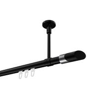 GARDINENSTANGE INNENLAUF Sonette Verano 600 cm (geteilt in 3 x 200 cm), 1-läufig, 20 mm Ø Schwarz - Chromfarben/Schwarz, Metall (600cm) - INTERDECO