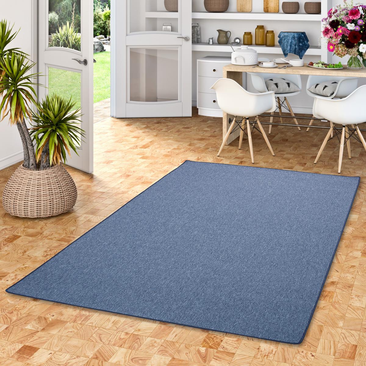 FEINSCHLINGEN VELOUR TEPPICH STRONG - Dunkelblau, Textil (133/133cm) - Snapstyle