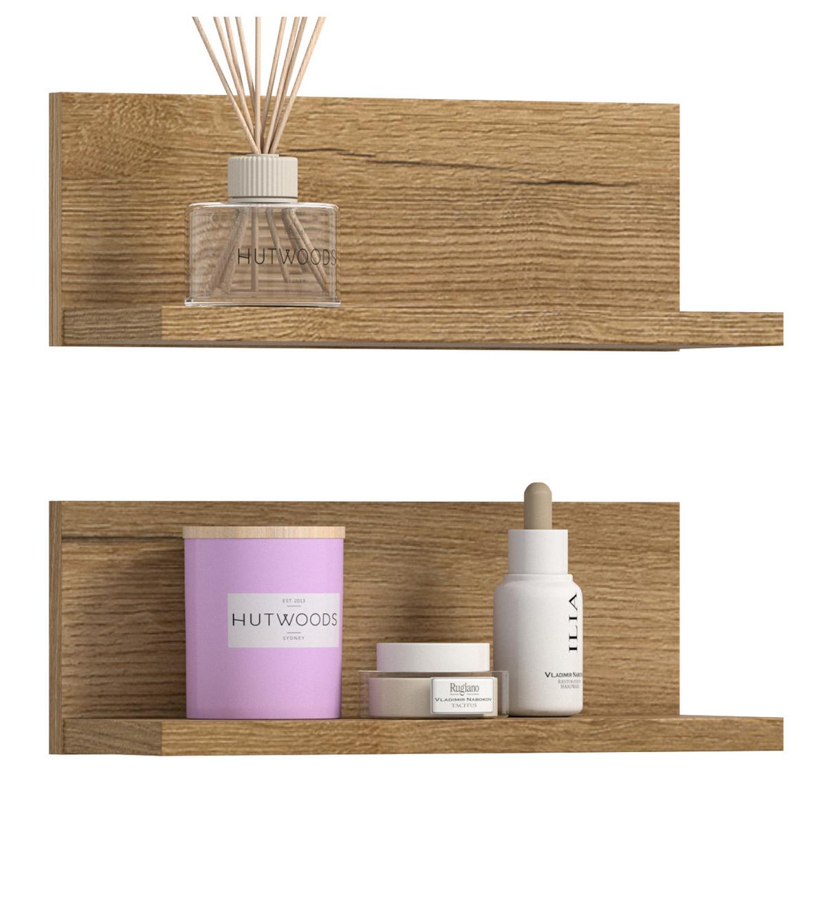 REGAL-SET Evoke Eiche 32 cm, Badezimmer Regal 2er Set - Eichefarben, Holzwerkstoff (32/12/14cm) - Inn.Furn