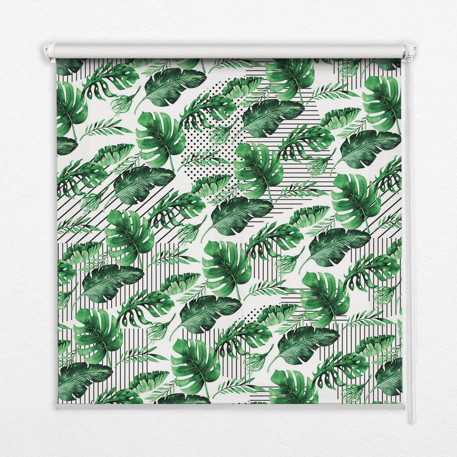 INNENROLLO - Fensterrollo - Rollo - 150x140 cm - Tropische Blätter - Grün, Kunststoff (150/140/0.5cm) - TULUP