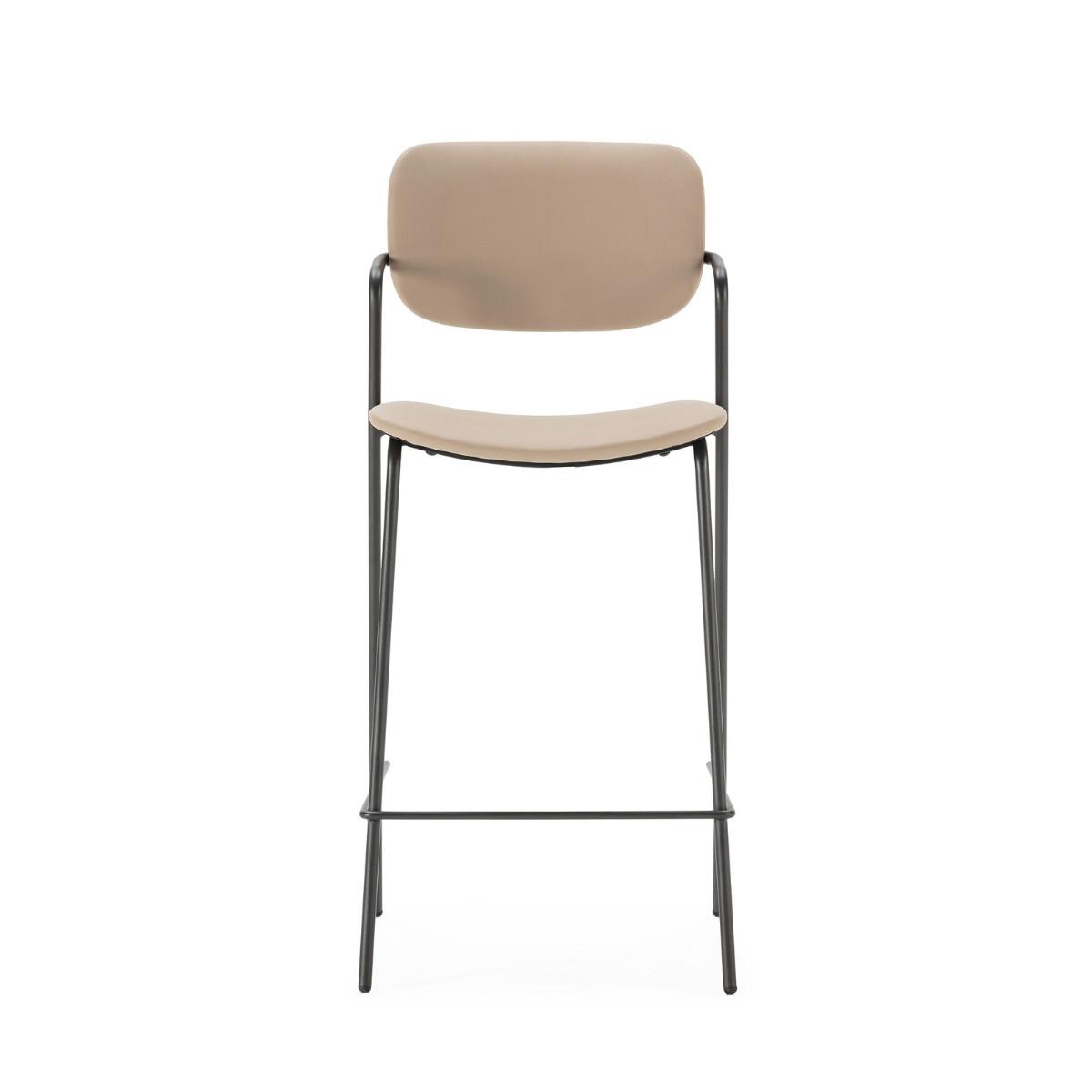 HOCKERN (Set aus 2) mit schwarzen metallbeinen - maika 44/51/66 cm - Taupe, Kunststoff (51/66/44cm) - Calicosy