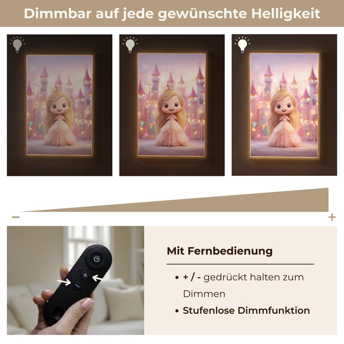 NACHTTISCHLAMPE MIT AKKU Prinzessin - Rosa - Schloss 70x100 cm - Rosa, Holzwerkstoff (8/70/100cm) - OnlyWow