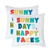 OUTDOOR-KISSEN 2er-Set 45/45 cm – Sunny Days, Happy Faces - Multicolor, Textil (45/45cm) - Homescapes