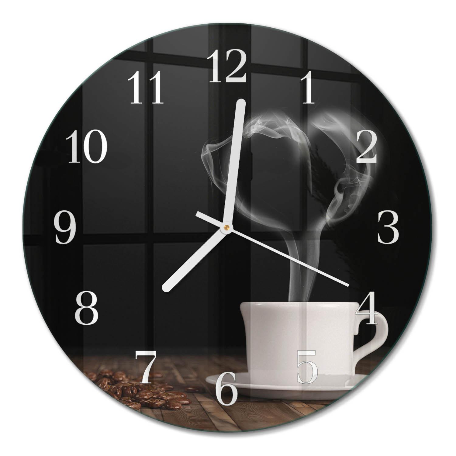 WANDUHR aus Glas Ø30 cm - Kaffee - Braun, Glas (30/30/0.4cm) - TULUP
