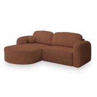 ECKSOFA AMILIA L-S Kupferfarben Boucle-Stoff mit Schlaffunktion - Kupferfarben, Holz (263/174cm) - MASSENO