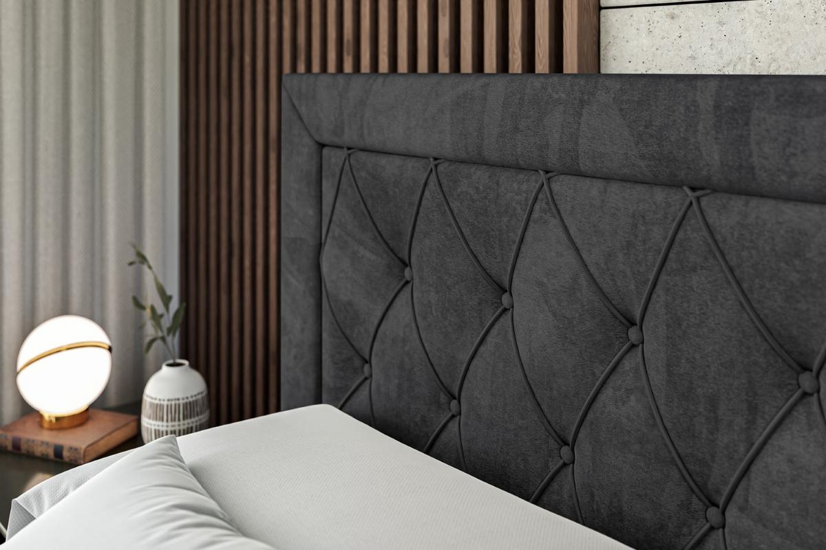 BOXSPRINGBETT NOEL KING - 140 x 200 - H3/H4 - Schwarz - Schwarz, Holzwerkstoff (140/200cm) - ALTDECOR