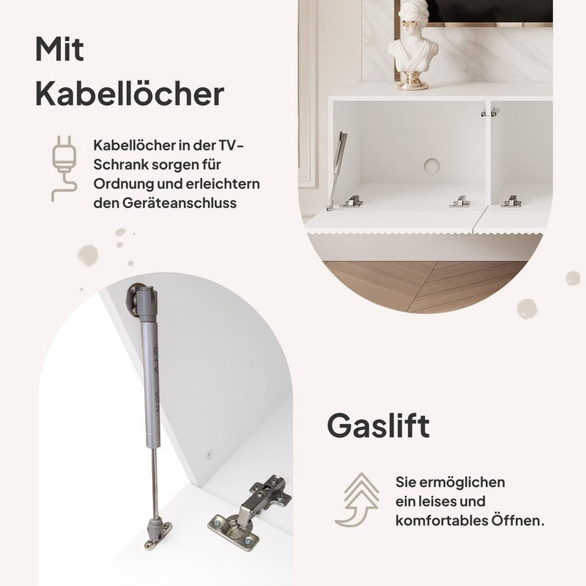 TV-LOWBOARD ANGEL Weiß hängend mit LED-Beleuchtung 100 cm - Weiß, Holzwerkstoff (100/36/40cm) - Idohome