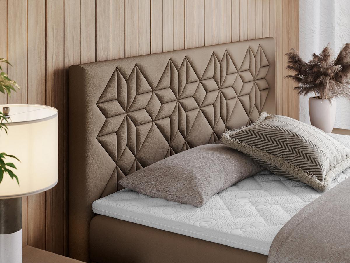 BOXBETT LEILA 140/200 Braun Kunstleder - H4 - Braun, Holz/Textil (140/200cm) - MKS