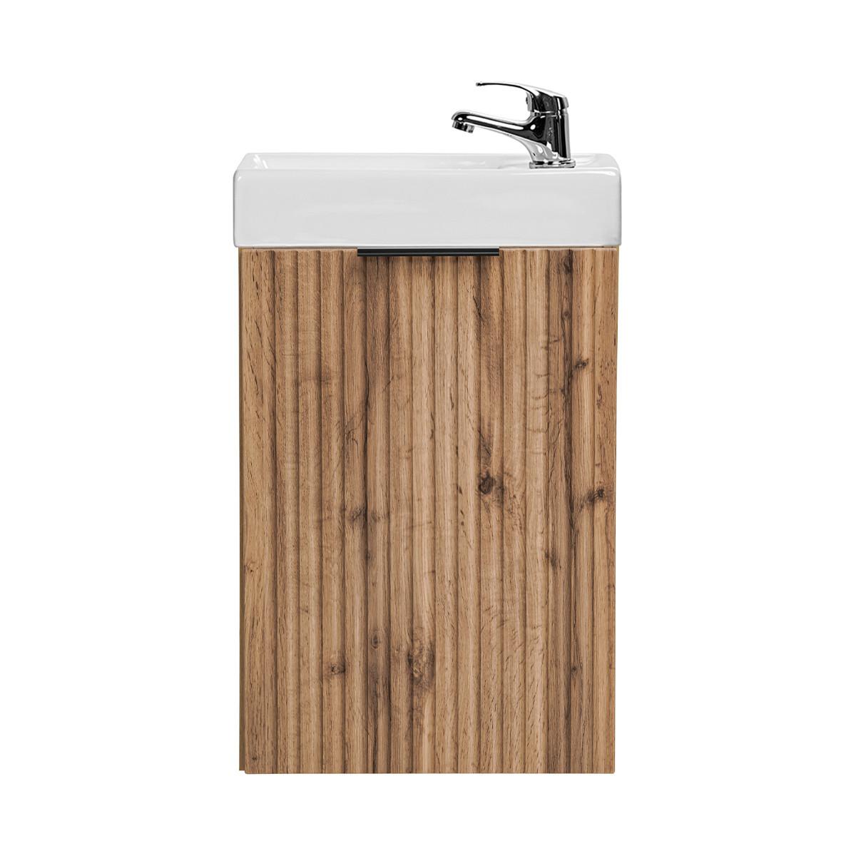 HANDWASCHBECKEN-MÖBEL 40cm Adriel Holz in Eichenoptik - Braun, Holzwerkstoff (40/66/22cm) - Petits-meubles