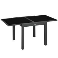GARTENTISCH, Klappbarer Tischplatte, Balkontisch Terrassentisch, Alu, Glas, Schwarz - Schwarz, Metall (160/80/75cm) - Outsunny