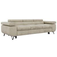 3-SITZER SOFA PETER mit Schlaffunktion - Beige Velvet - Beige/Schwarz, Textil/Metall (262/76/99cm) - MKS