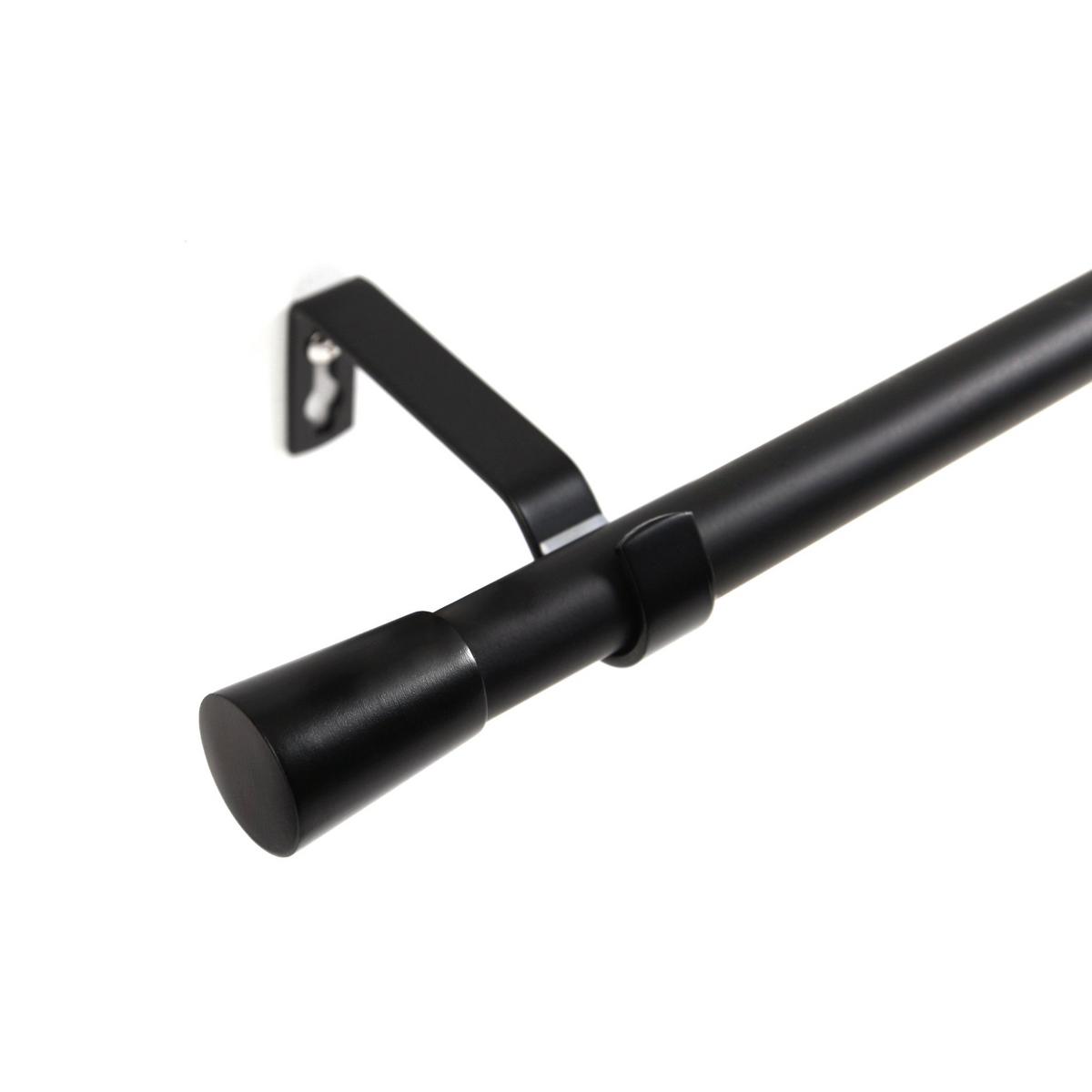 GARDINENSTANGE 1-lauf Wandmontage Kegel 140cm - Schwarz, Metall (140cm) - Deco-Raum