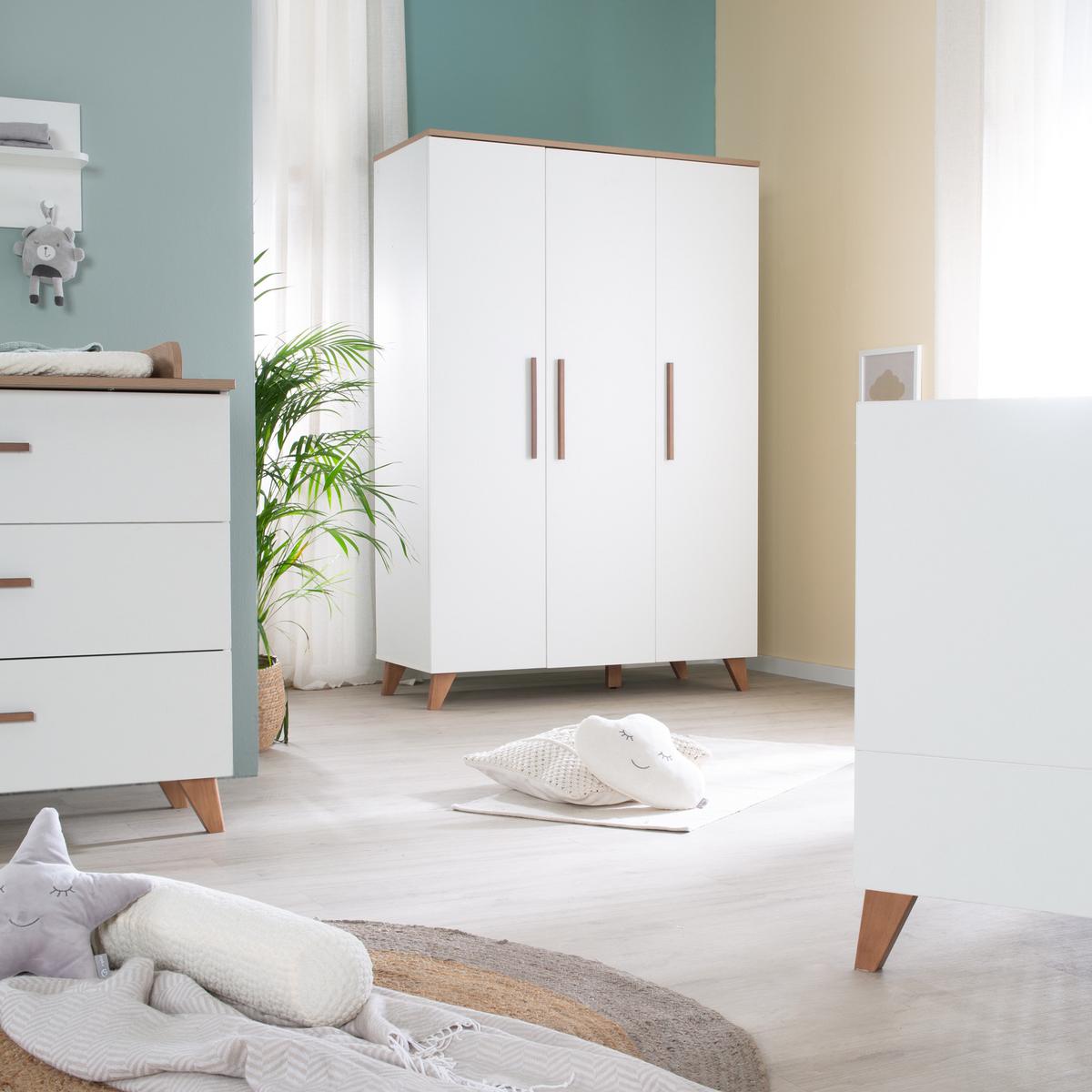 KLEIDERSCHRANK Lennie - Eichefarben/Weiß, Eichenholz/Holz (119/190/52cm) - Roba