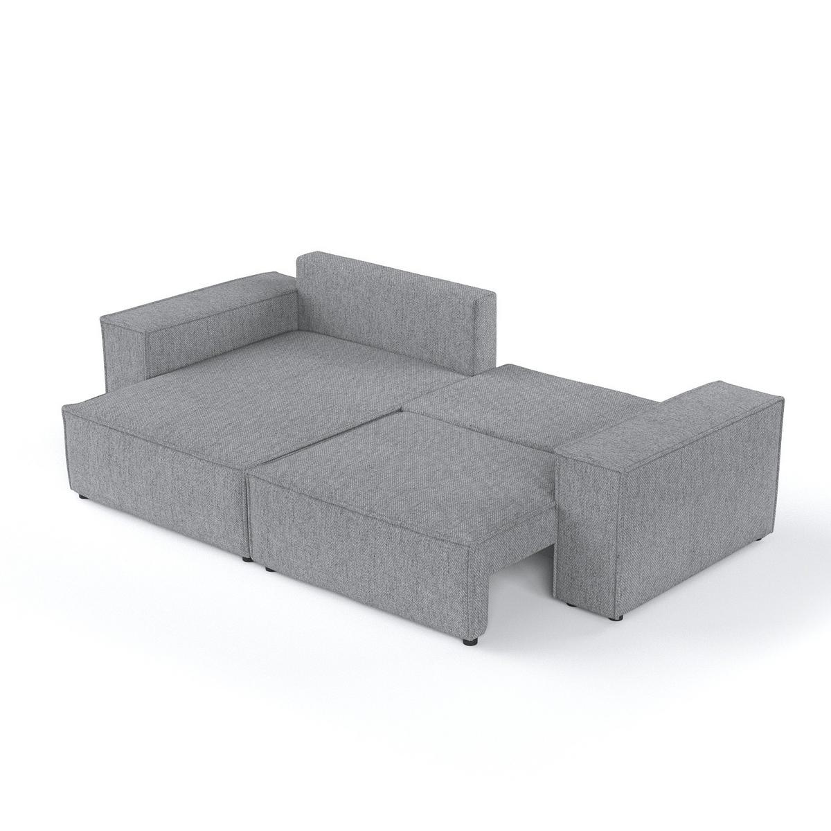 ECKSOFA SENSO mit Schlaffunktion Grau im Neve Stoff - Schwarz/Grau, Holz/Holzwerkstoff (255/148cm) - AltaBeds