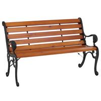 GARTENBANK Schwarz, Teak Dekor - Schwarz/Teakfarben, Holz (132/80/35cm) - MCW